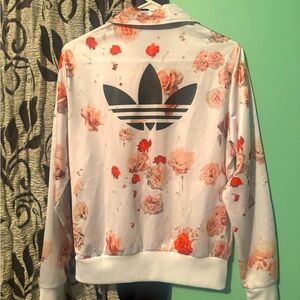 Adidas Medium Women’s Track Jacket White Pink Rose Rare M NWOT Firebird Three